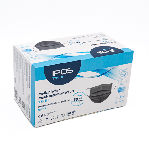 IPOS Typ2R Mund- und Nasenschutz – Schwarz (50 Stück)