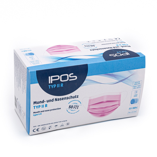 IPOS Typ2R Mund- und Nasenschutz – Rosa (50 Stück)