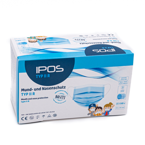 IPOS Typ2R Mund- und Nasenschutz Small – Blau (50 Stück)