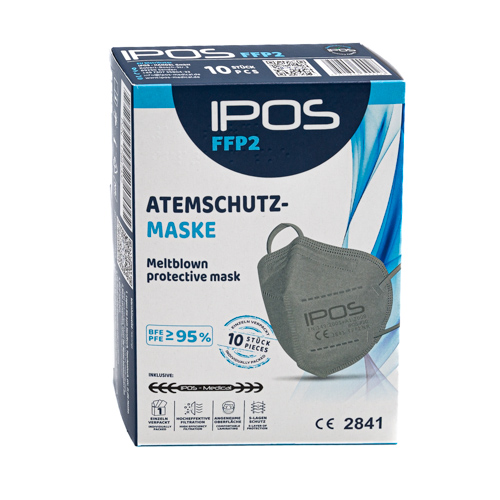 IPOS FFP2-Atemschutzmaske – Grau (10 Stück)