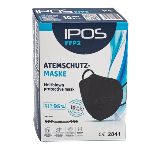 IPOS FFP2-Atemschutzmaske – Schwarz (10 Stück)