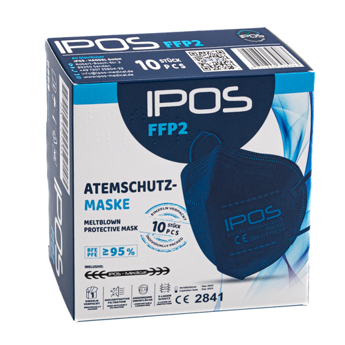 IPOS FFP2-Atemschutzmaske – Blau (10 Stück)