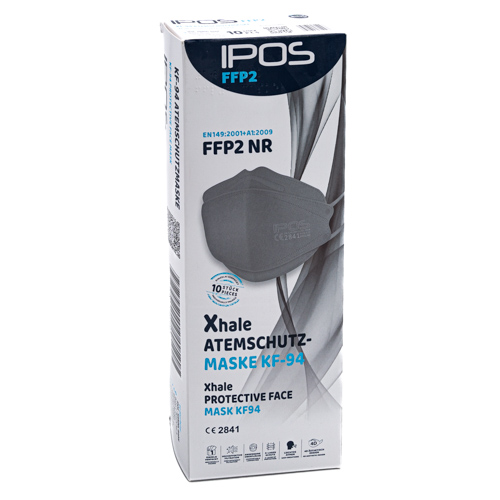 IPOS FFP2-Xhale Atemschutzmaske – Grau (10 Stück)